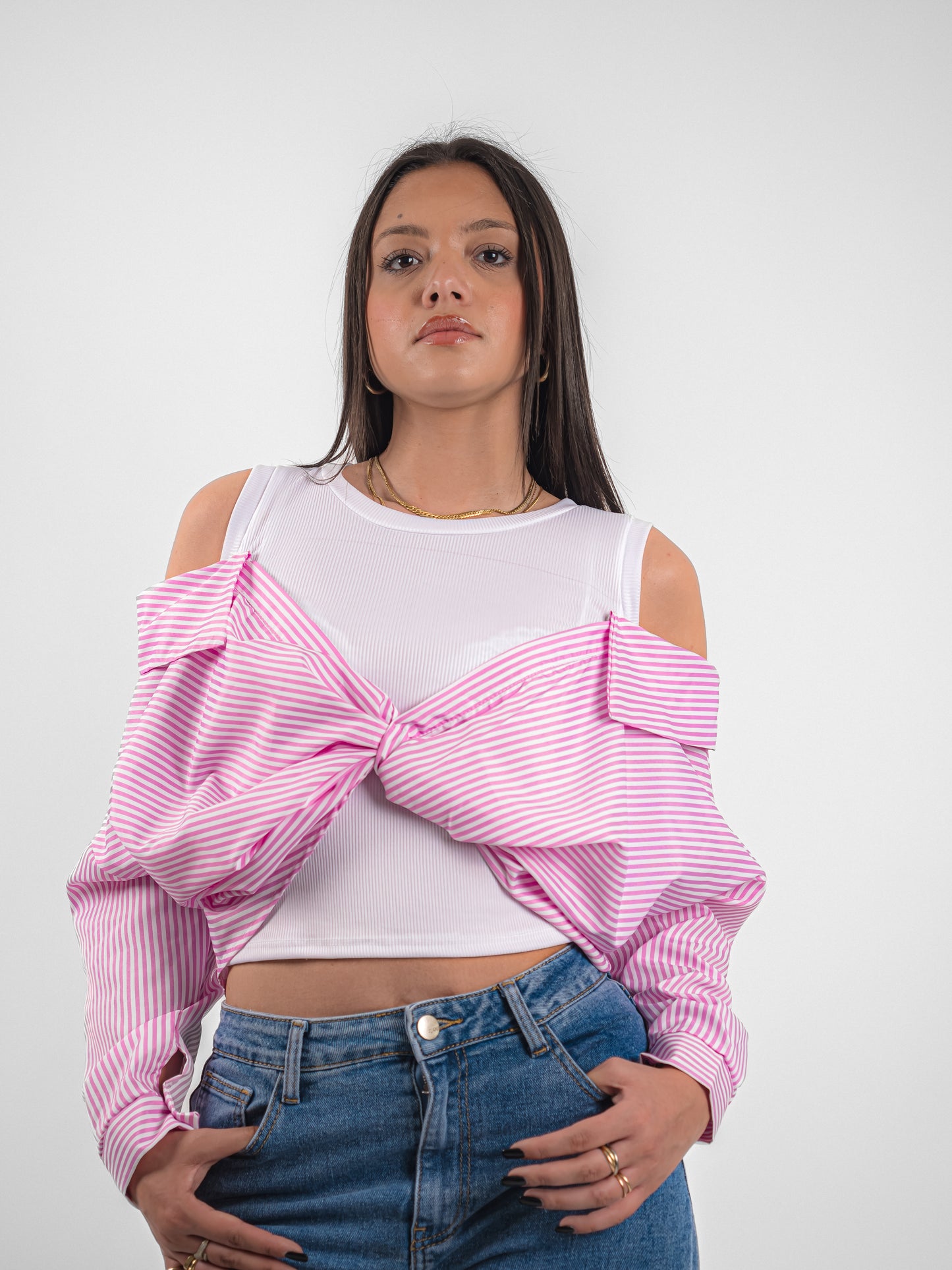 Débardeur à chemise rayé tombante