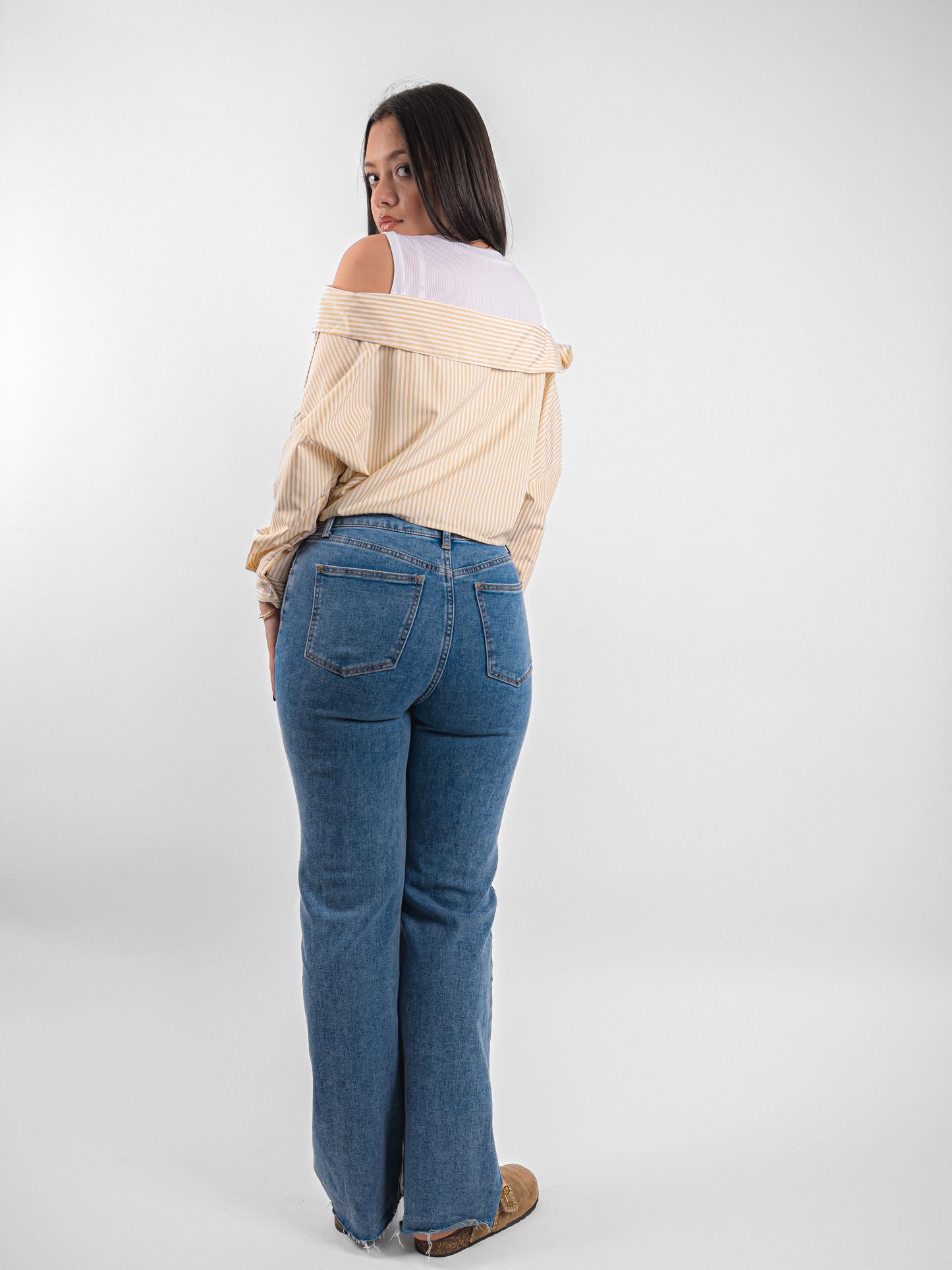 Débardeur à chemise rayé tombante